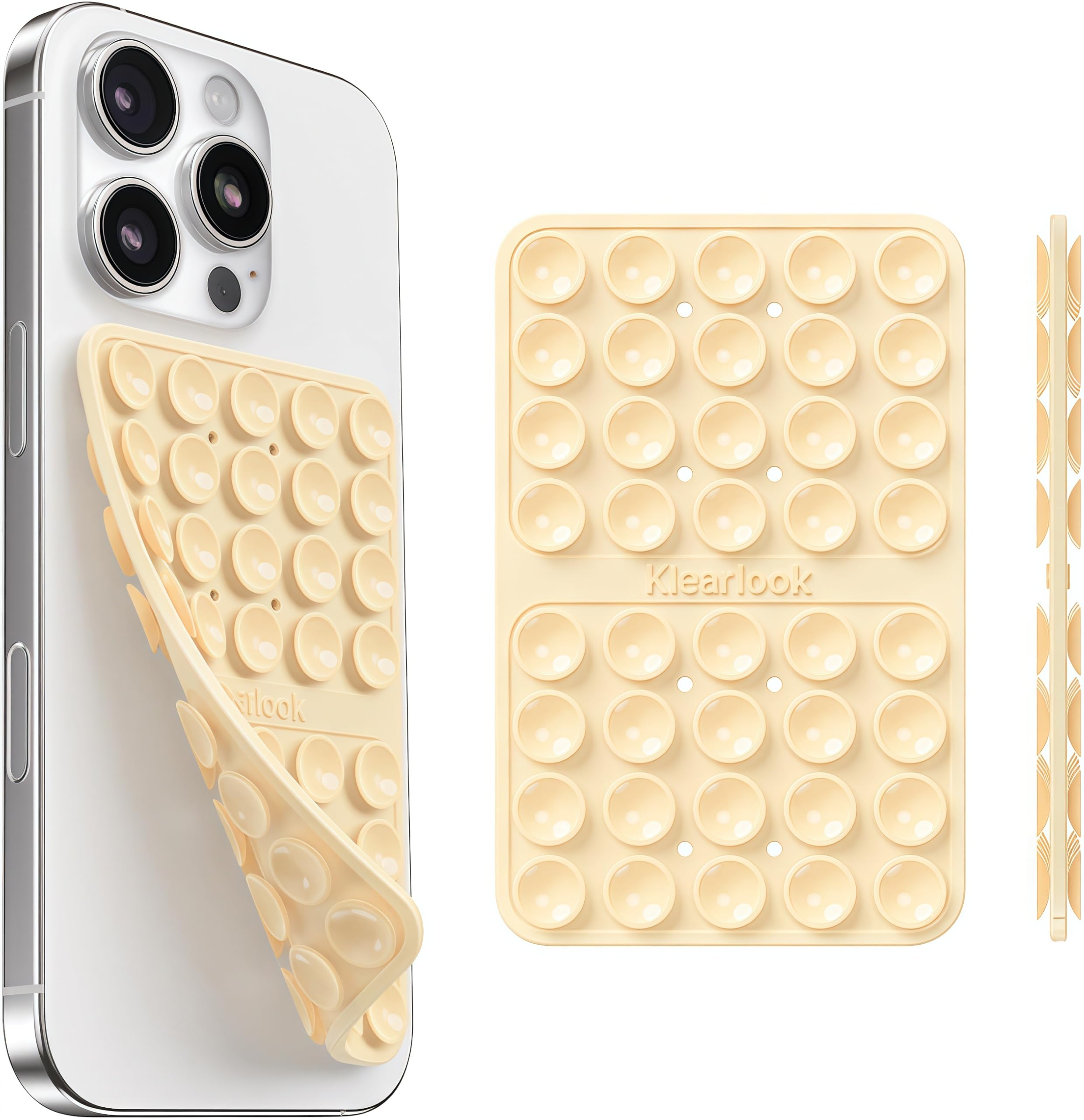 Klearlook Silicone Suction Cup Phone Case Mount Double Sided, Sticky Phone Grip with Higher Suction Power for Cell Phone, Hands-Free Phone Accessories Holder for Selfies and Videos, Transparent